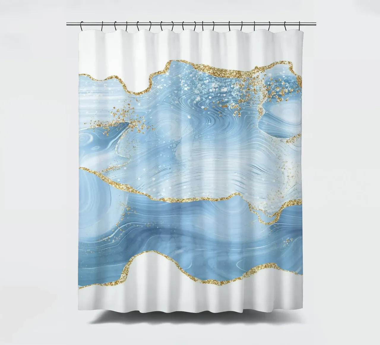 Blau & Gold Glitzer Achat Struktur 05 Duschvorhang von Gemstone Textures