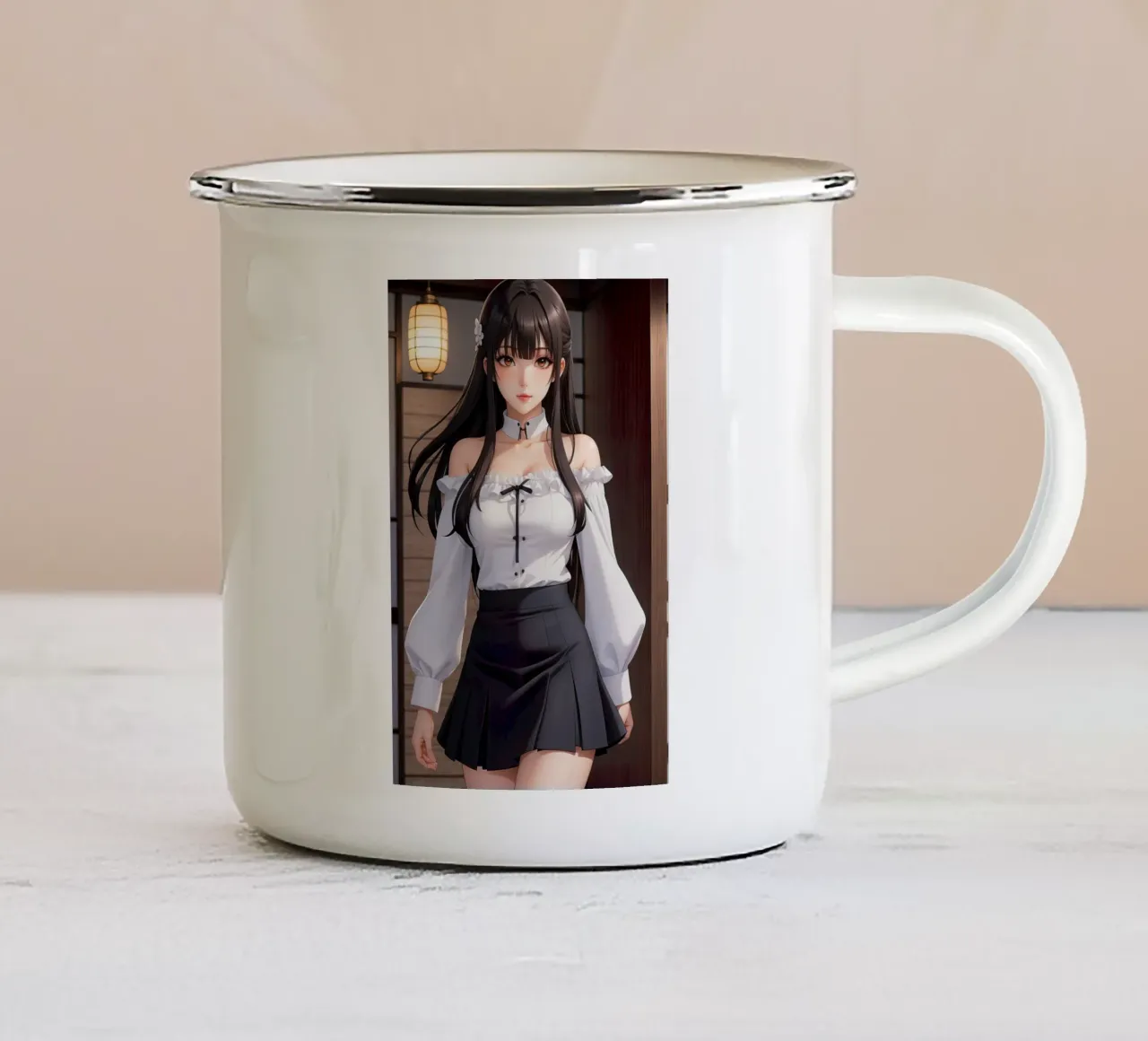 ragazza anime tazza in smalto da ARTVI-SHOP