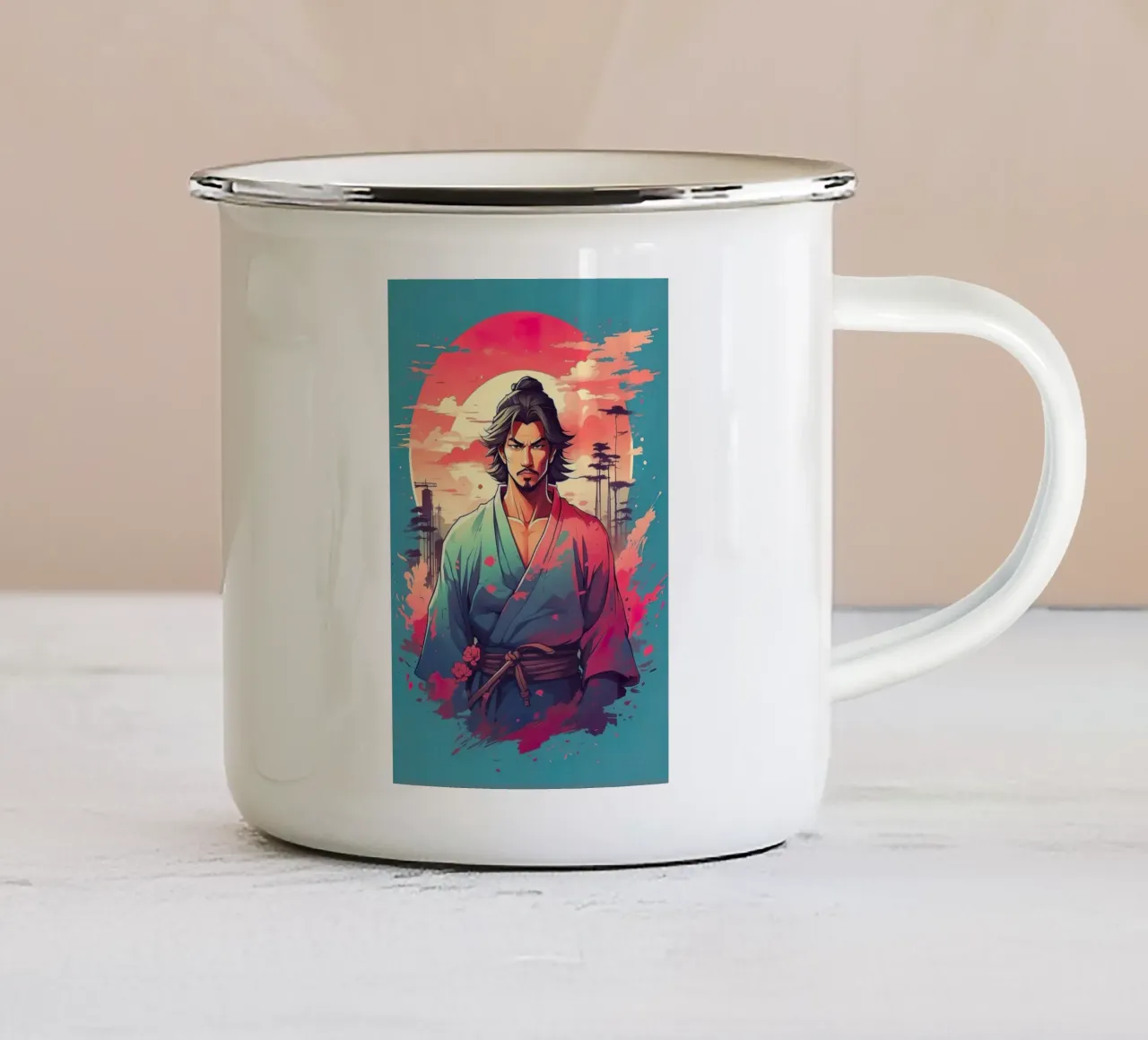 anime giovane combattente tazza in smalto da 🎁 NOBELART