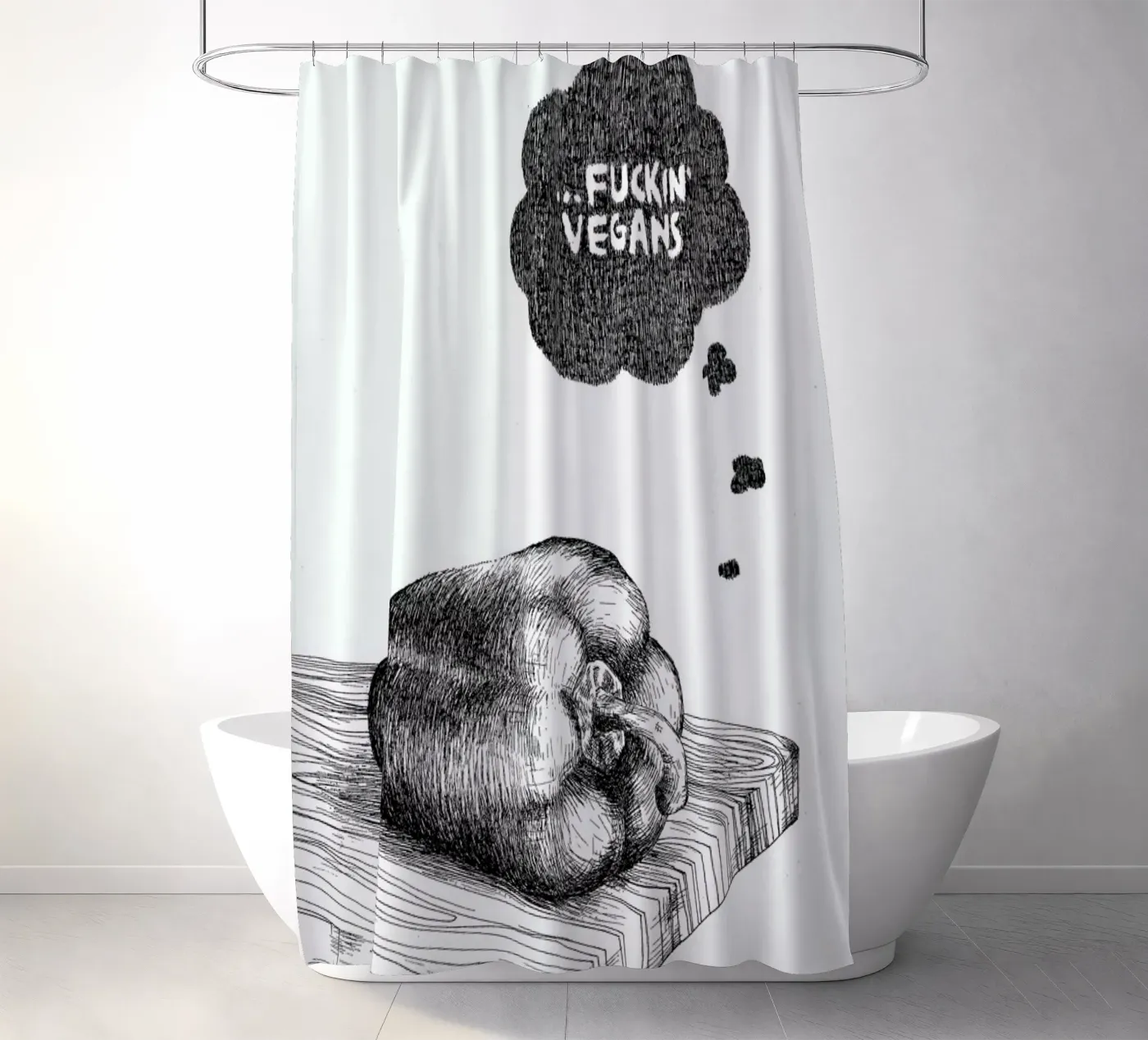 Poor Pepper shower curtain by Anna Fietta