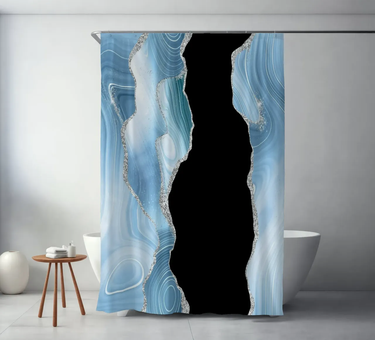 Texture glitterata Agata blu e argento 01 tenda da doccia da Gemstone Textures
