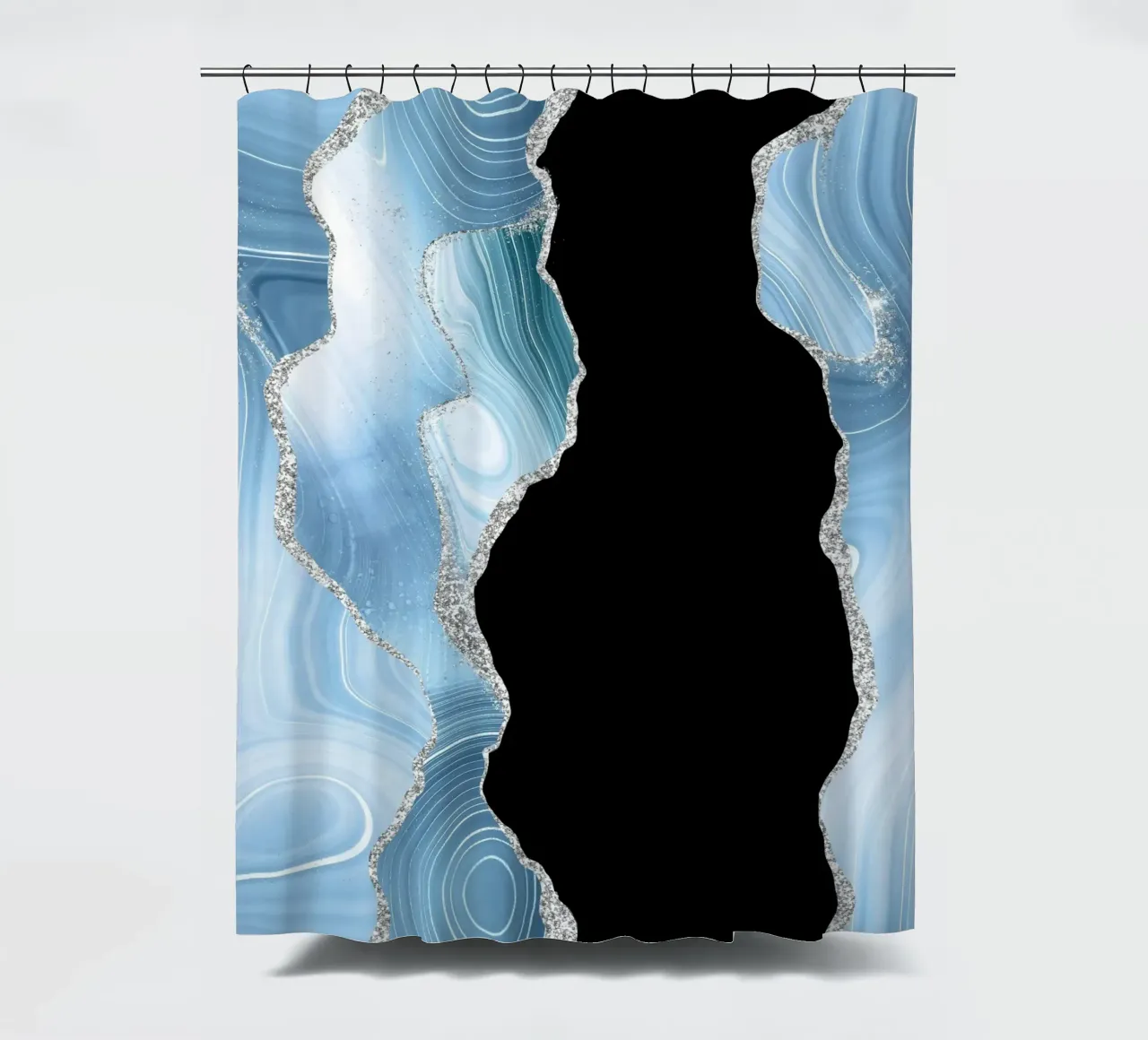 Texture glitterata Agata blu e argento 01 tenda da doccia da Gemstone Textures