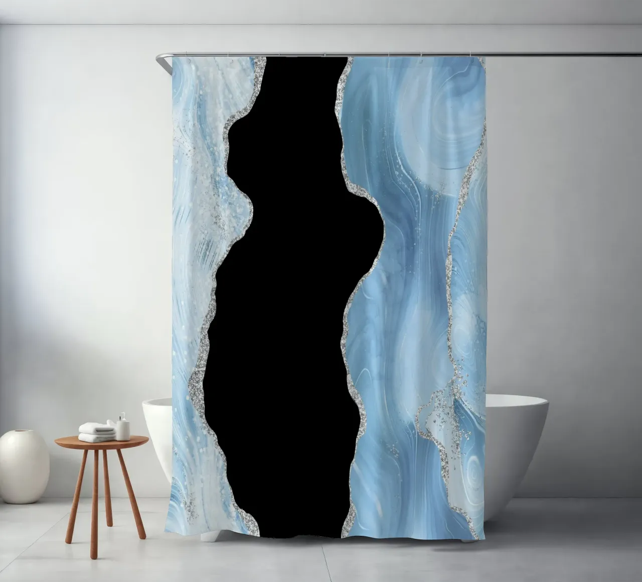 Texture glitterata Agata blu e argento 02 tenda da doccia da Gemstone Textures