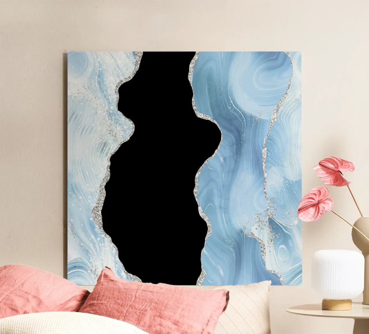 Texture glitterata Agata blu e argento 02 pannello forex da Gemstone Textures