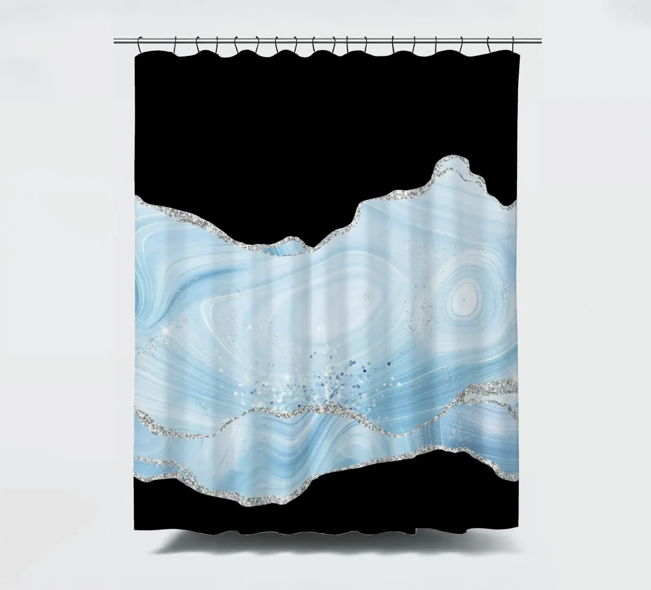 Texture glitterata Agata blu e argento 04 tenda da doccia da Gemstone Textures