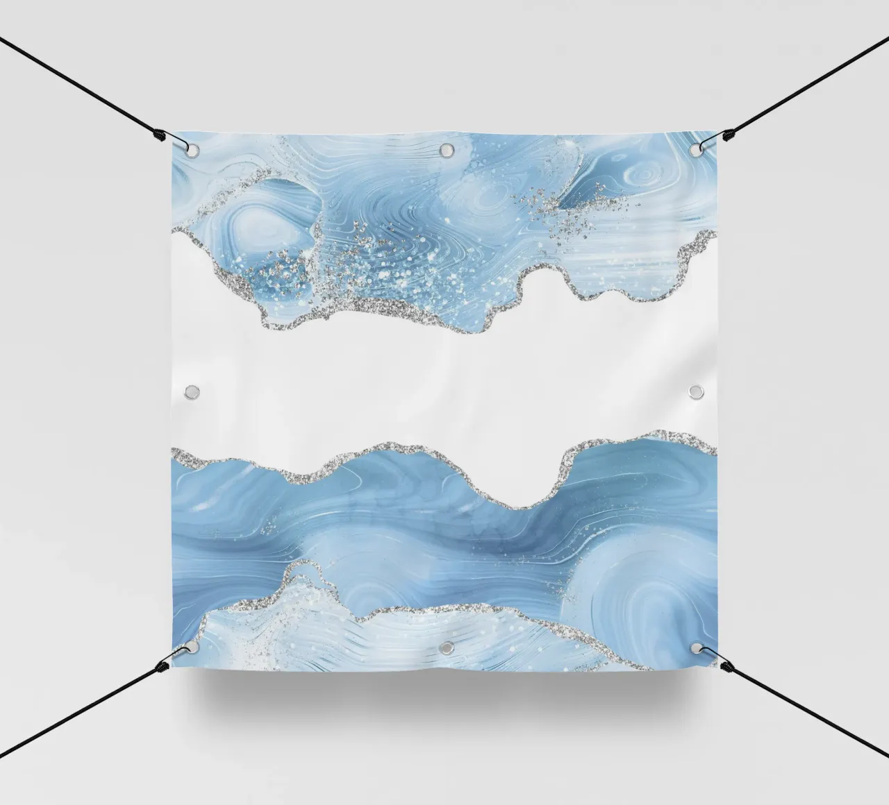 Blue & Silver Agate Glitter Texture 07 pvc cover by Gemstone Textures