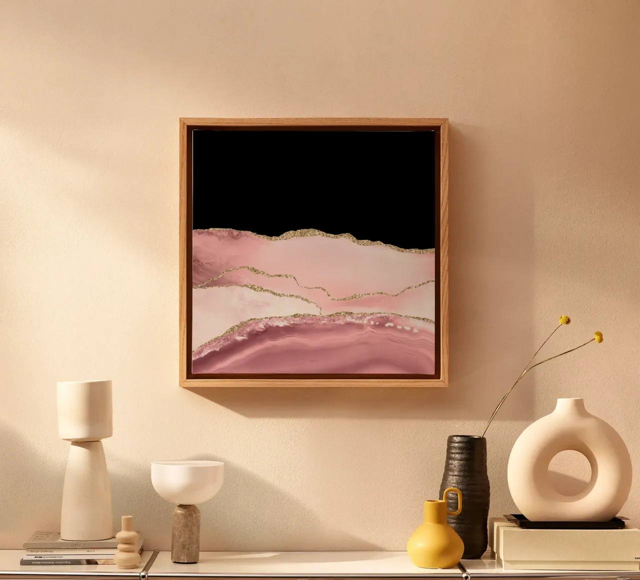 Blush & Gold Agate Texture 02 canvas by Gemstone Textures