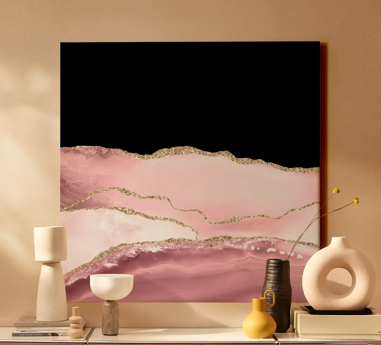 Blush & Gold Agate Texture 02 canvas by Gemstone Textures
