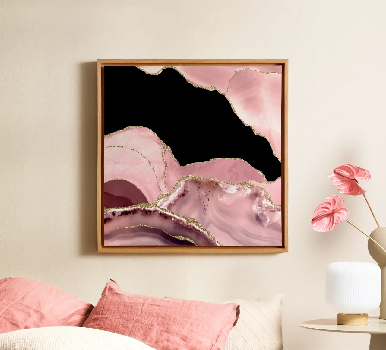 Blush & Gold Agate Texture 03 canvas by Gemstone Textures