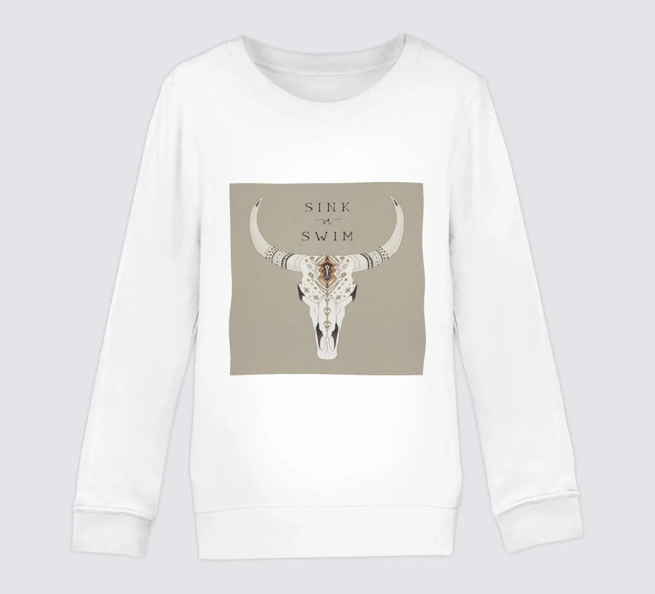 Sink or Swim Joshua Tree Ranch Teschio di bisonte motivo azteco felpa bambino da This Wild Soul - Illustration