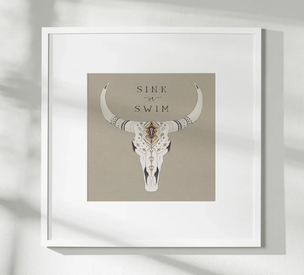 Sink or Swim Joshua Tree Ranch Teschio di bisonte motivo azteco carta hahnemühle da This Wild Soul - Illustration