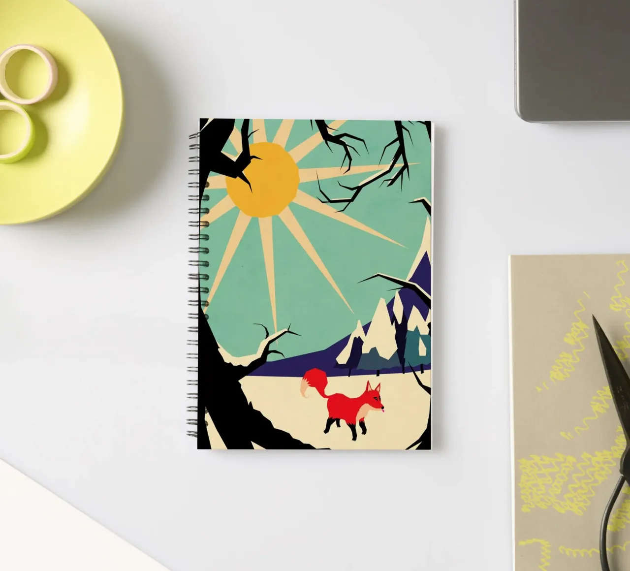 Fox roaming around spiral notebook by Yetiland