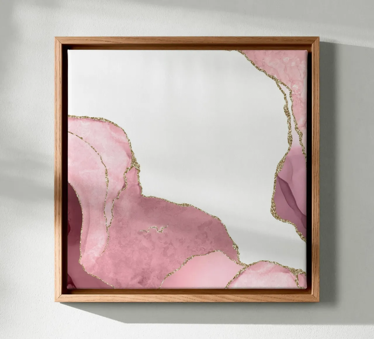 Blush & Gold Agate Texture 07 canvas with Floater frame by Gemstone Textures