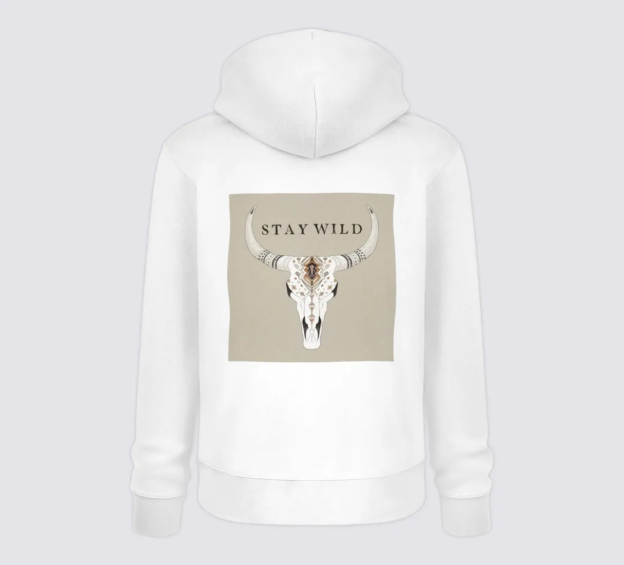 "Stay Wild" Boho Aztec Patterned Bison Skull Desert Vibe felpa con cappuccio da This Wild Soul - Illustration