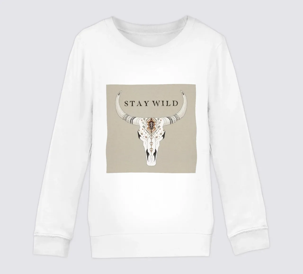 "Stay Wild" Boho Aztec Patterned Bison Skull Desert Vibe felpa bambino da This Wild Soul - Illustration