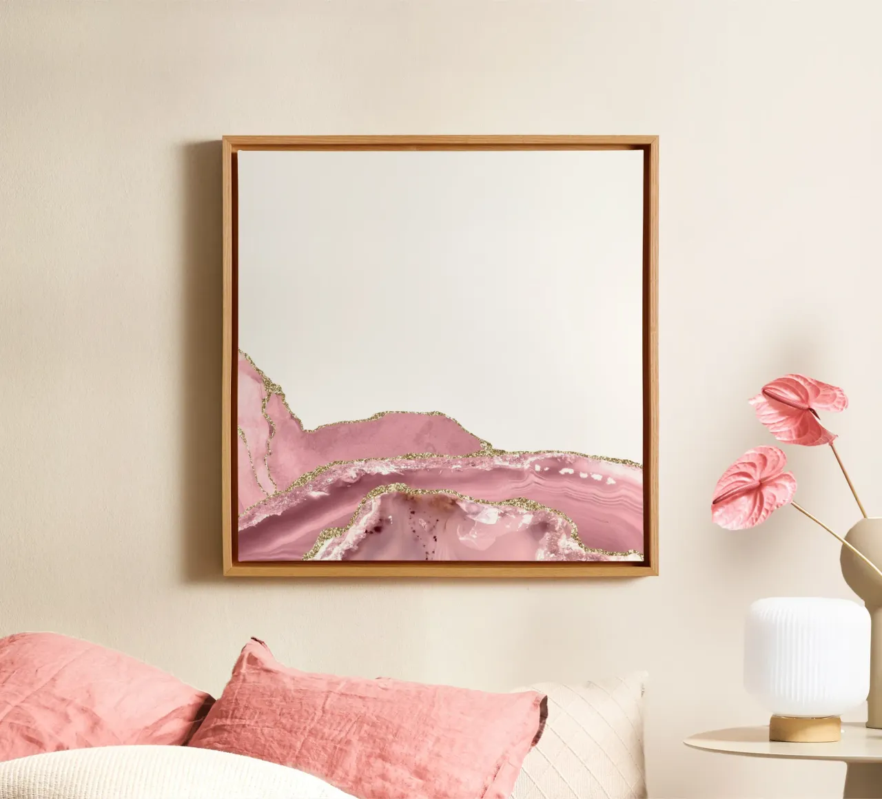 Blush & Gold Agate Texture 08 canvas by Gemstone Textures