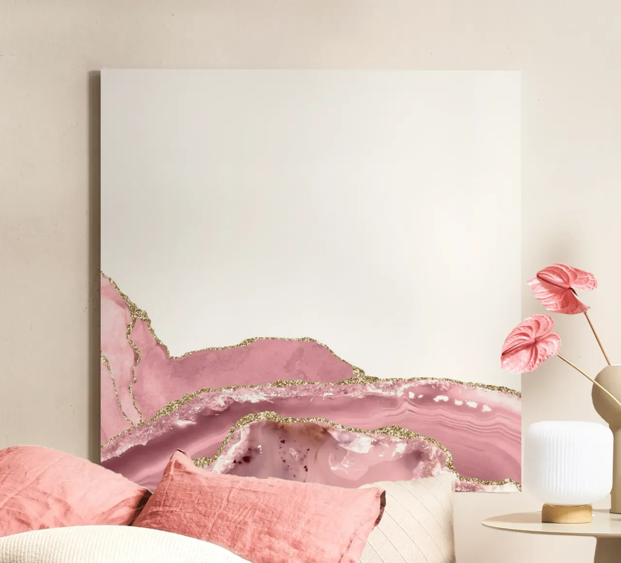 Blush & Gold Agate Texture 08 canvas by Gemstone Textures