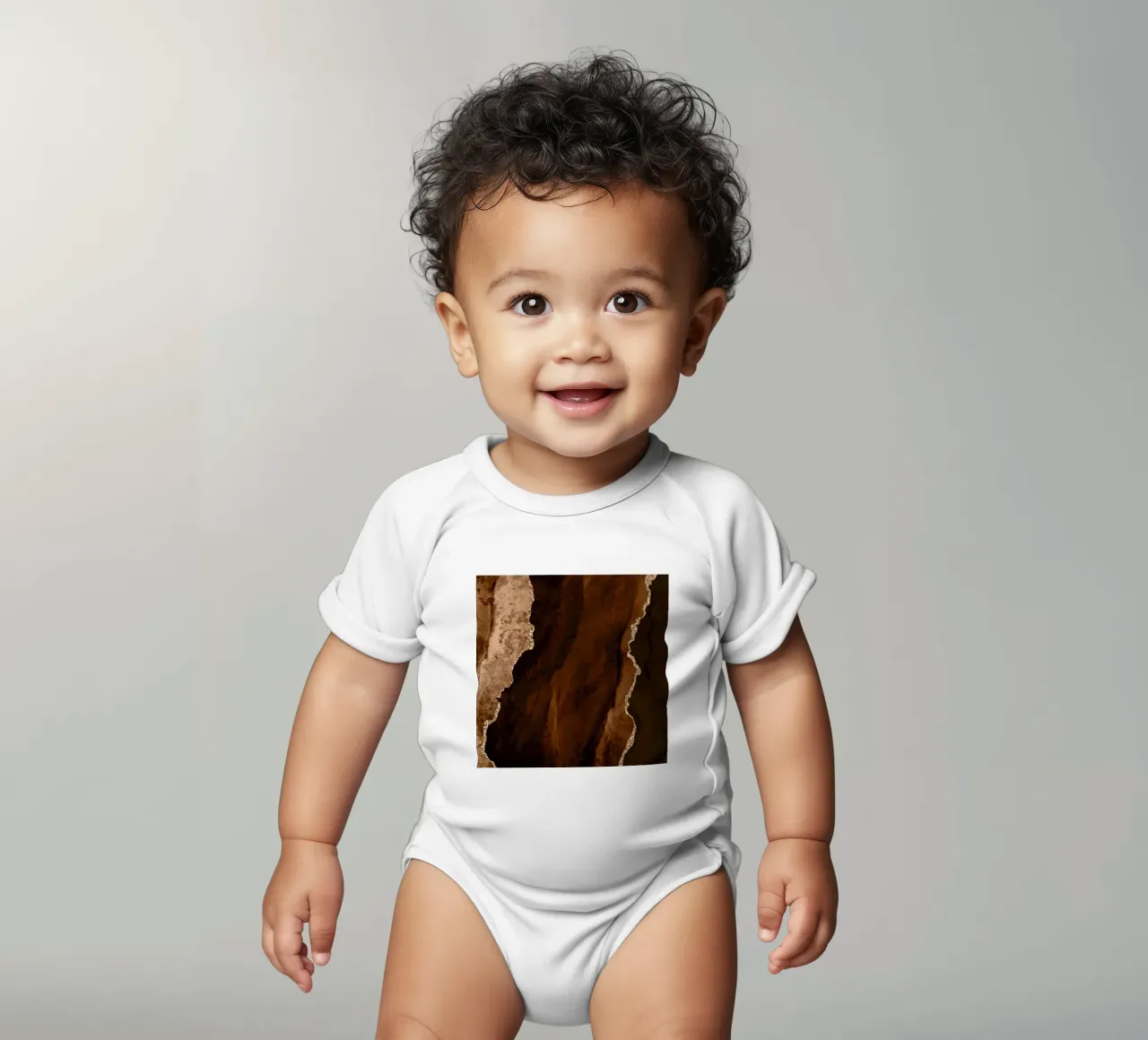 Agata marrone e oro Texture 01 body neonato maniche corte da Gemstone Textures