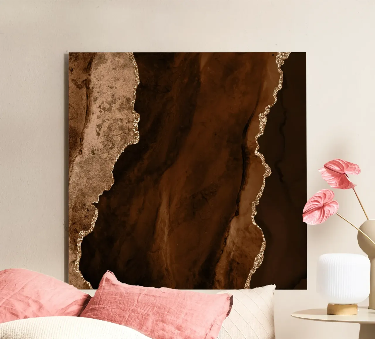 Agata marrone e oro Texture 01 alluminio dibond da Gemstone Textures