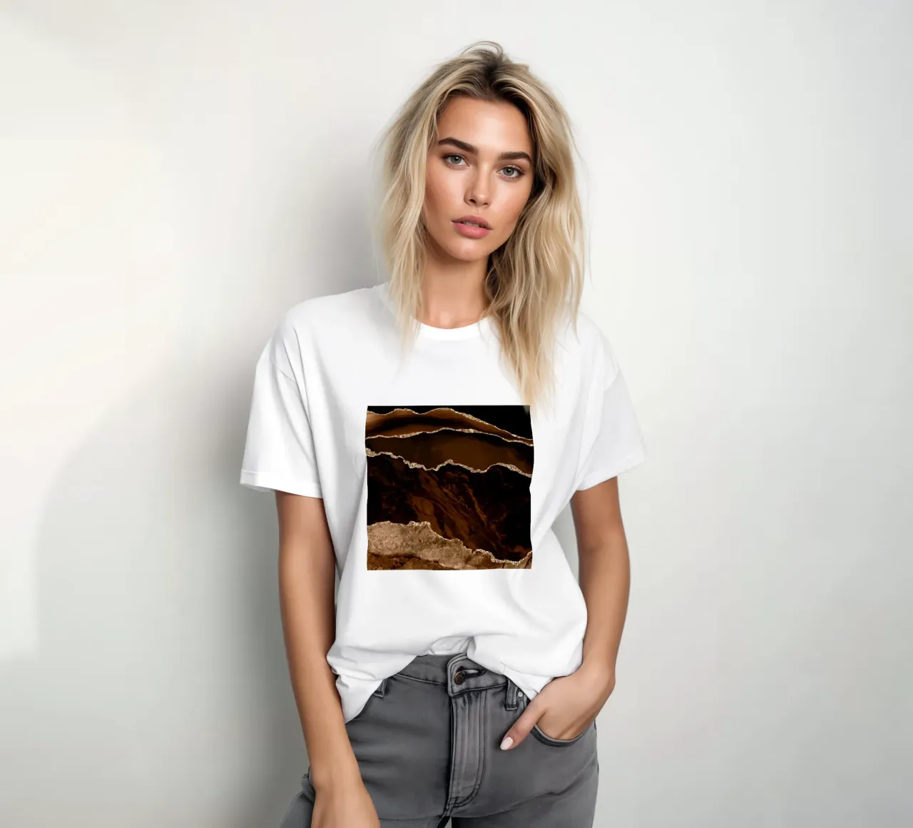 Agata marrone e oro Texture 02 t-shirt da Gemstone Textures