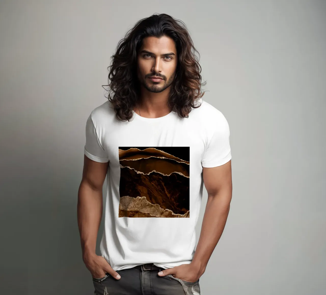 Agata marrone e oro Texture 02 t-shirt da Gemstone Textures