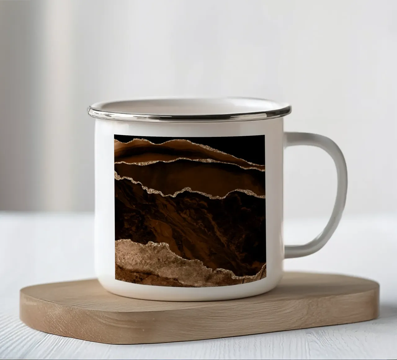 Agata marrone e oro Texture 02 tazza in smalto da Gemstone Textures