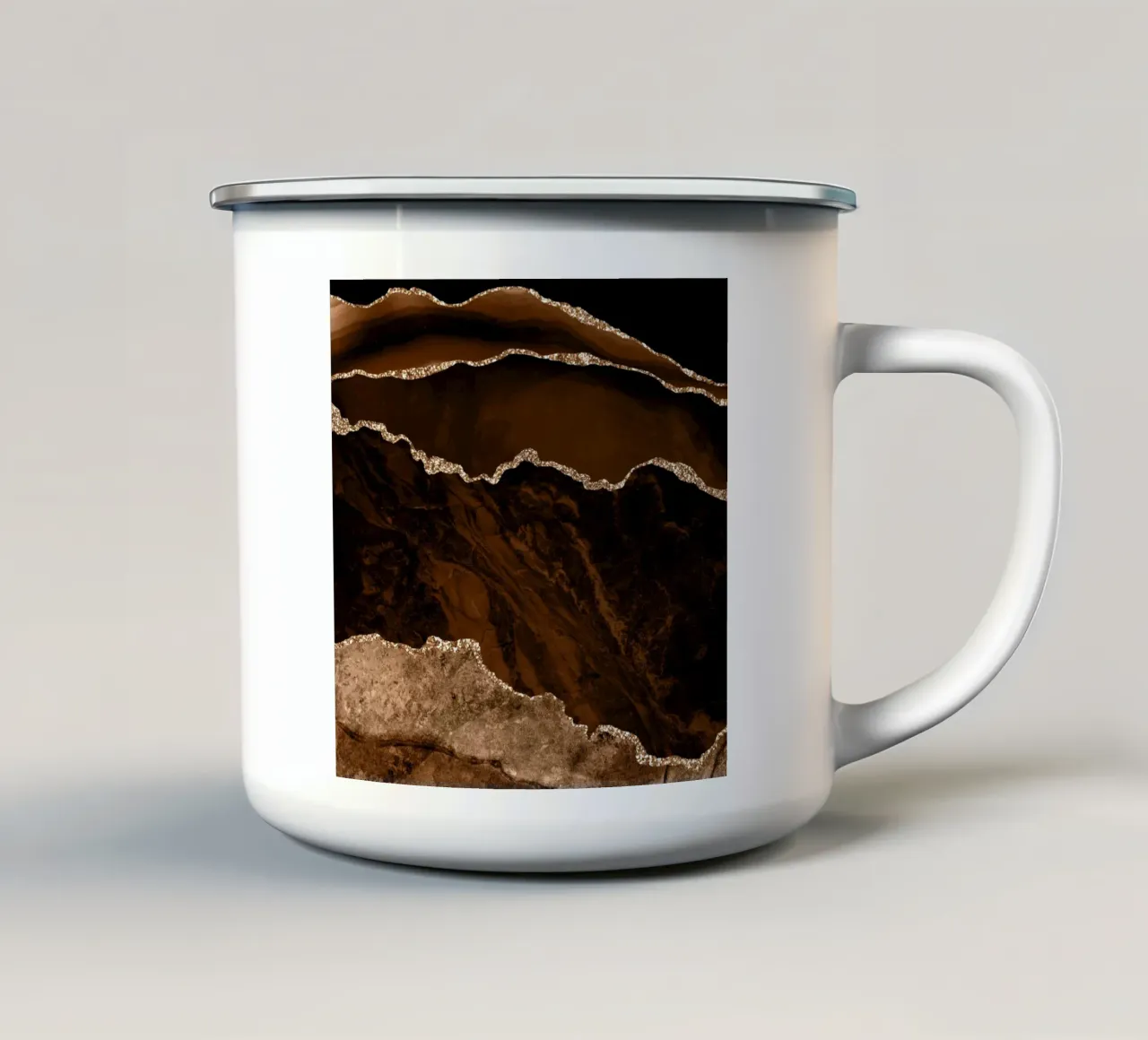 Agata marrone e oro Texture 02 tazza in smalto da Gemstone Textures