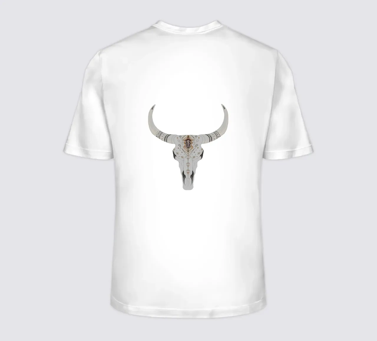Boho Aztec Patterned Bison Skull Art t-shirt by This Wild Soul - Illustration
