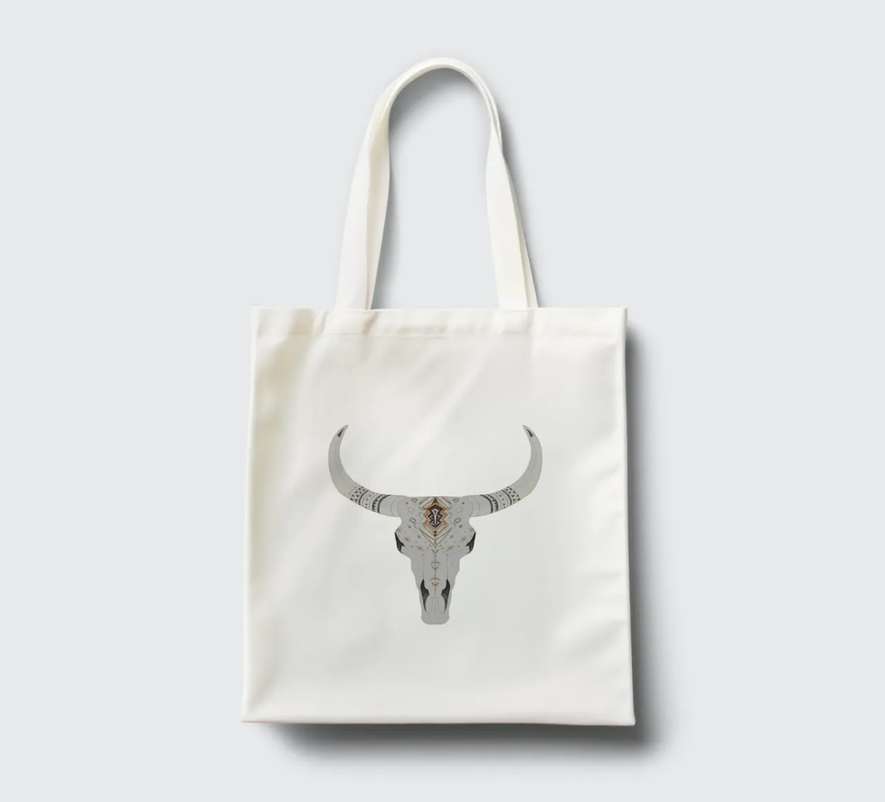 Boho Aztec Patterned Bison Skull Art tote bag by This Wild Soul - Illustration