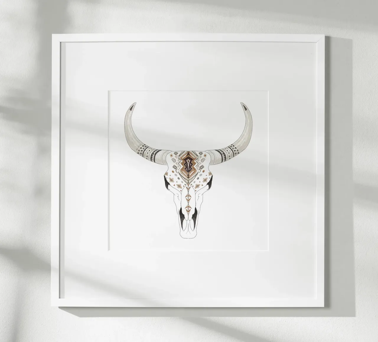 Boho Aztec gemusterte Bison Schädel Kunst Poster von This Wild Soul - Illustration
