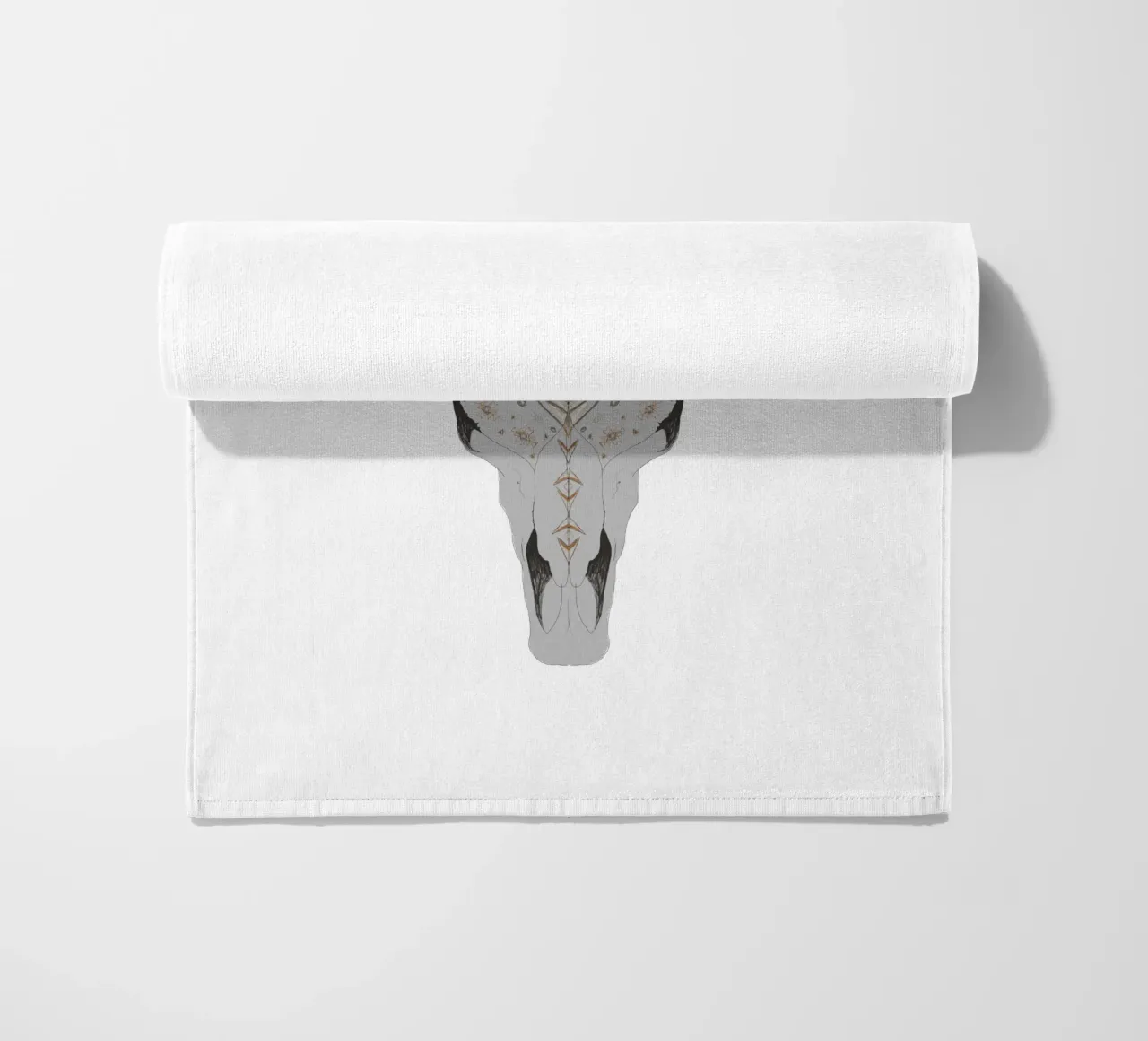 Boho Aztec Patterned Bison Skull Art beach towel by This Wild Soul - Illustration