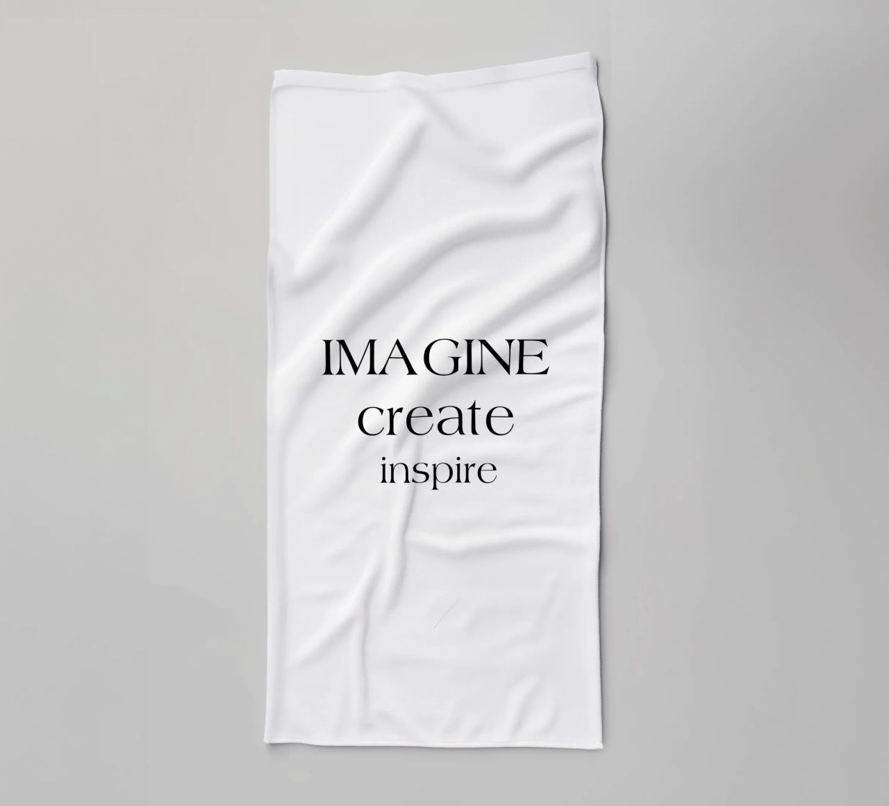 Imagine Create Inspire Simple Minimalist Typography towel by YV TYPOGRAPHY