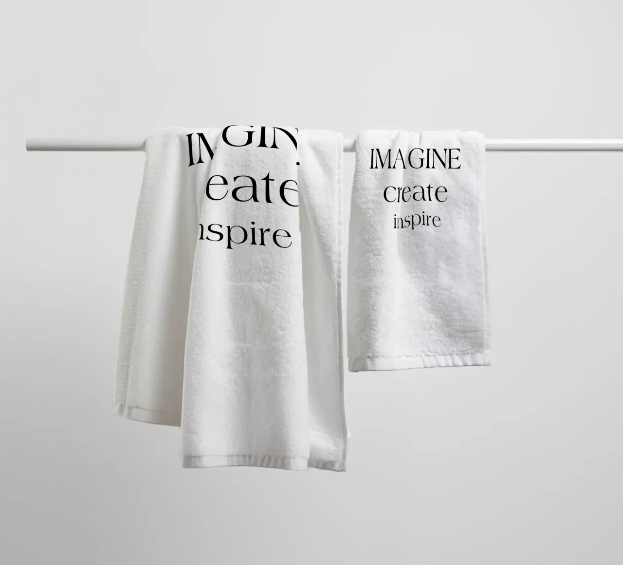Imagine Create Inspire Einfache minimalistische Typografie Handtuch von YV TYPOGRAPHY