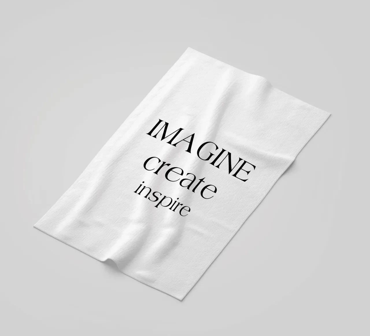 Imagine Create Inspire Simple Minimalist Typography beach towel by YV TYPOGRAPHY