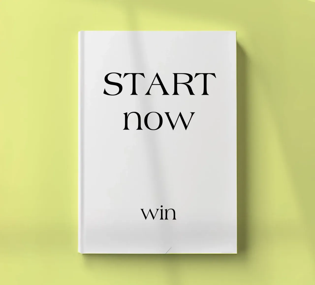 Start Now Win Simple Minimalist Typography notebook by YV TYPOGRAPHY