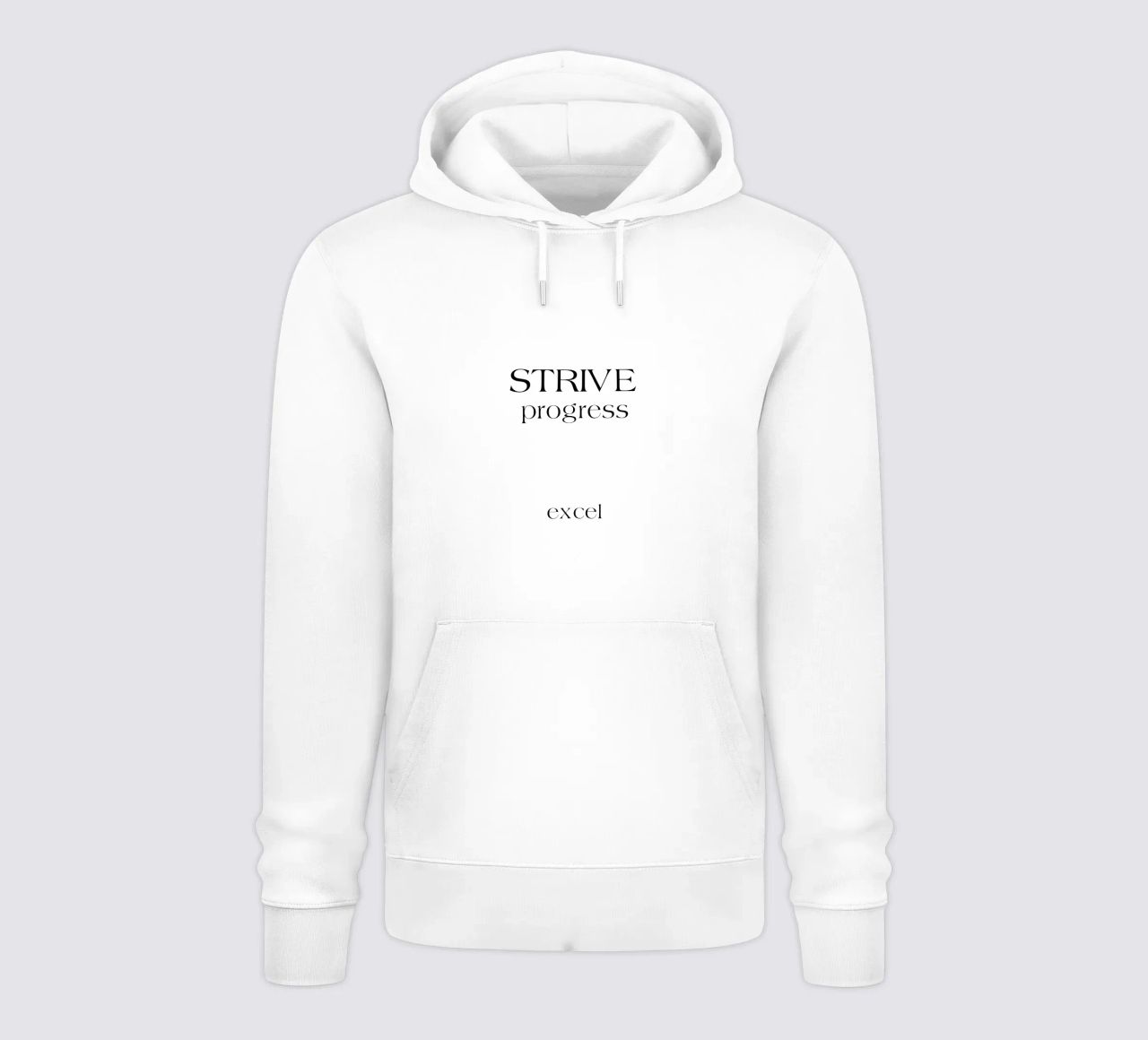Strive Progress Tipografia semplice e minimalista Excel felpa con cappuccio da YV TYPOGRAPHY