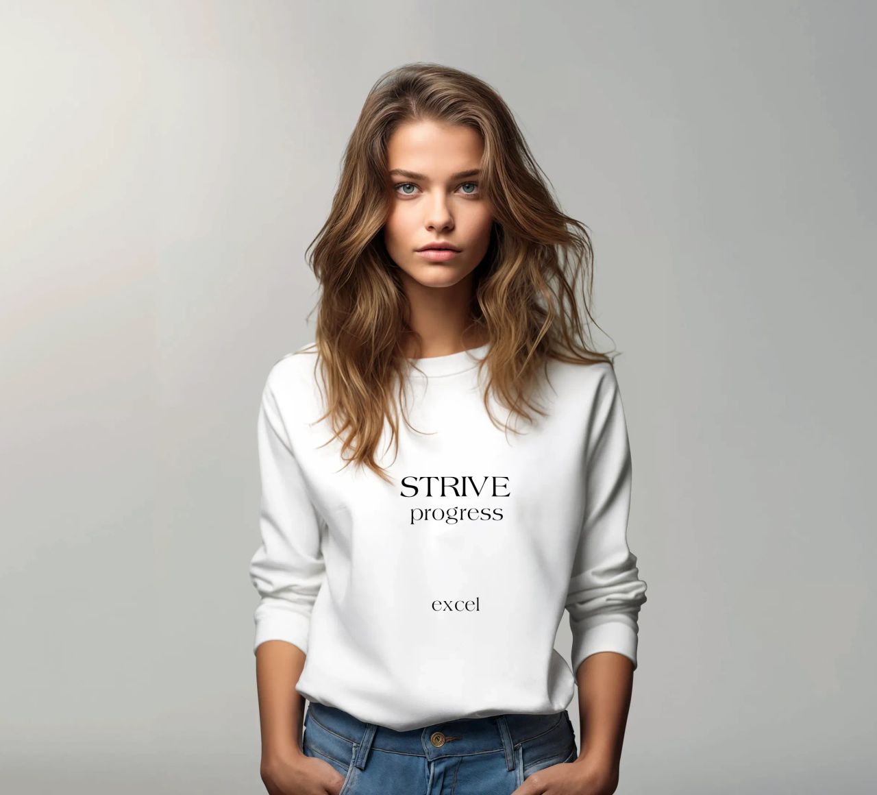 Strive Progress Tipografia semplice e minimalista Excel felpa da YV TYPOGRAPHY