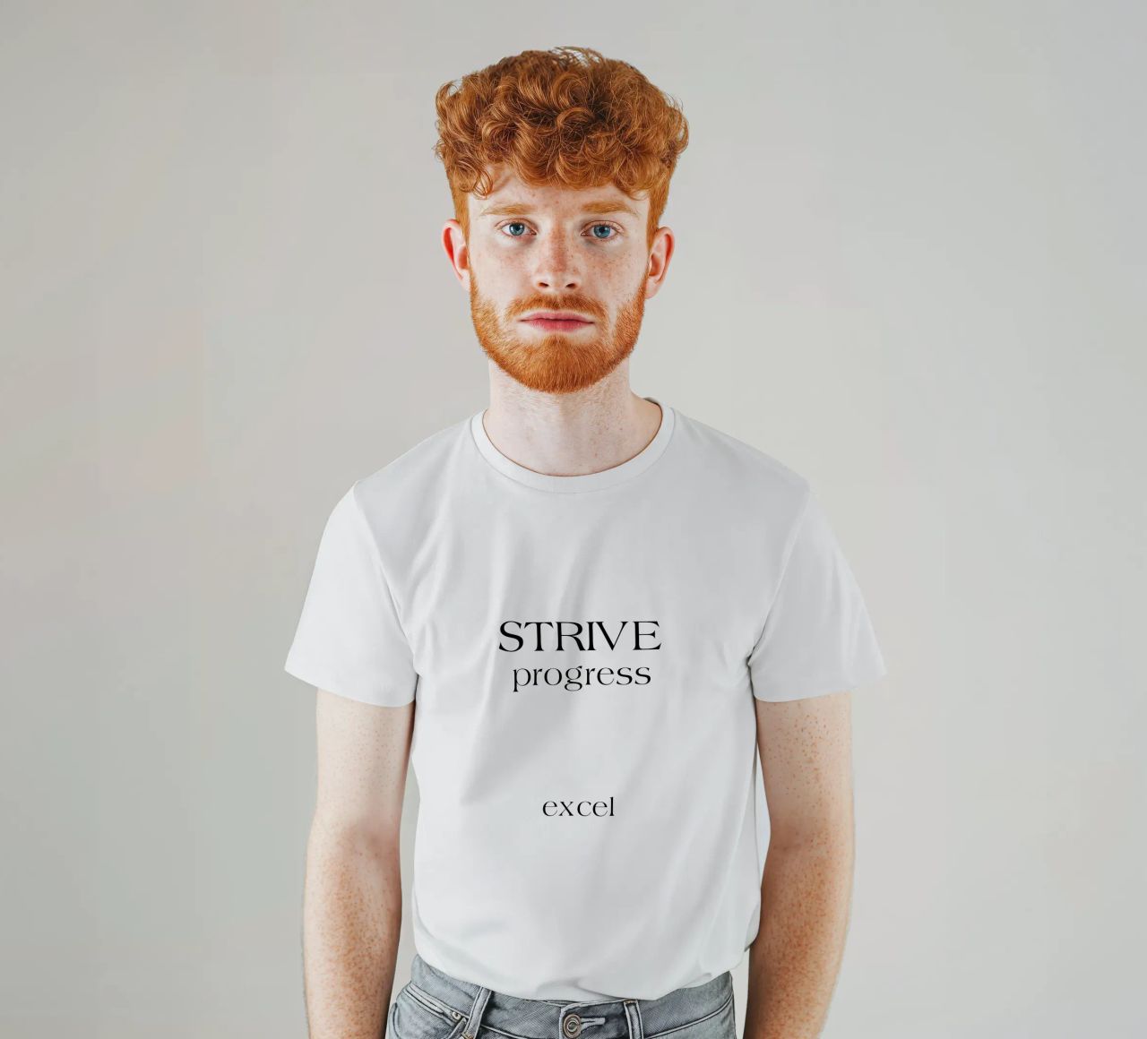 Strive Progress Tipografia semplice e minimalista Excel t-shirt da YV TYPOGRAPHY