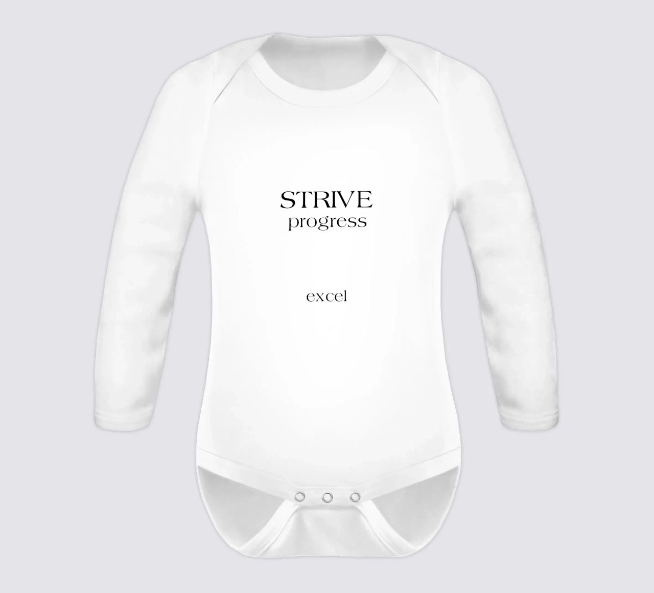 Strive Progress Tipografia semplice e minimalista Excel body neonato maniche lunghe da YV TYPOGRAPHY