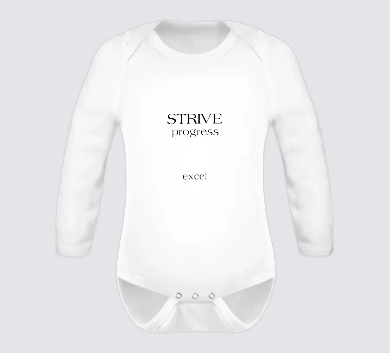 Strive Progress Tipografia semplice e minimalista Excel body neonato maniche lunghe da YV TYPOGRAPHY