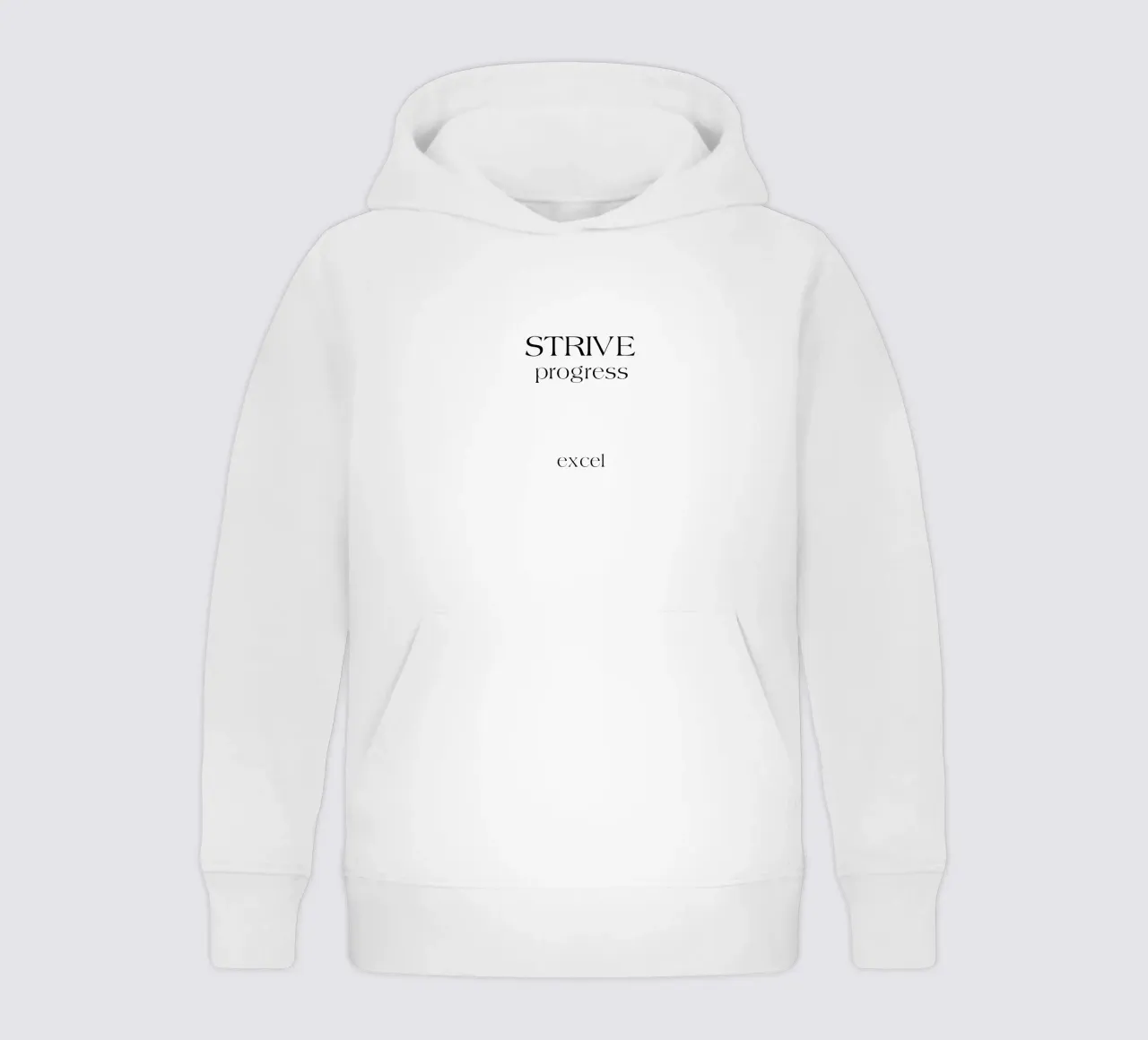 Strive Progress Tipografia semplice e minimalista Excel felpa bambino con cappuccio da YV TYPOGRAPHY