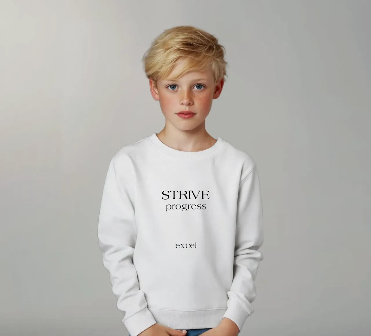 Strive Progress Simple Minimalist Typography Excel kids sweatshirt by YV TYPOGRAPHY