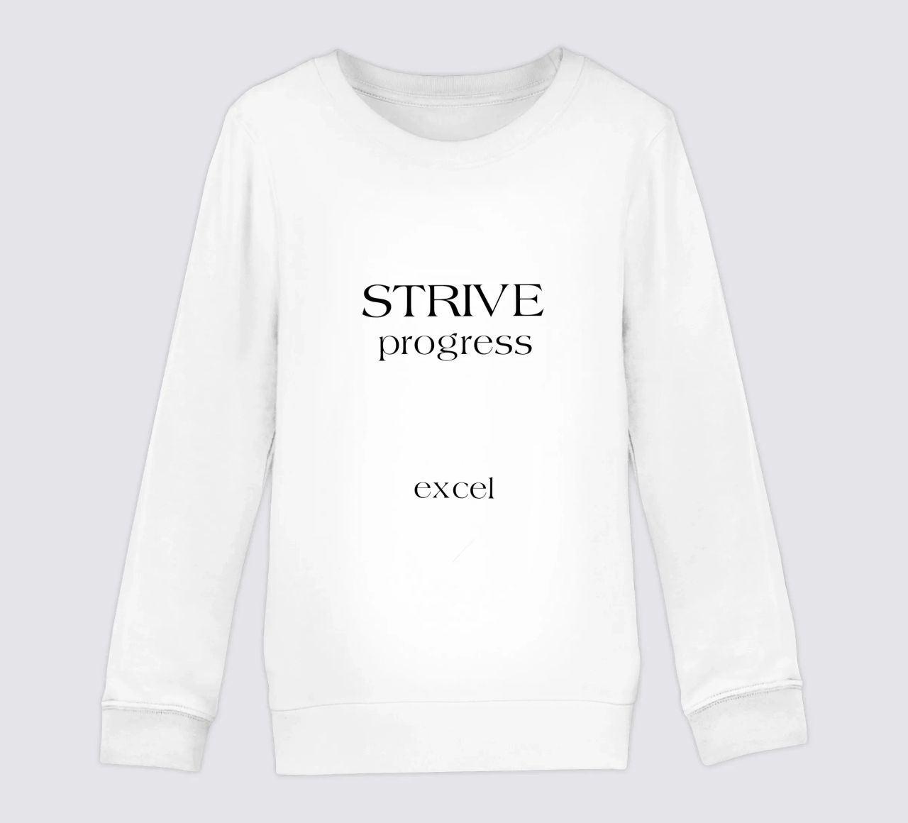 Strive Progress Tipografia semplice e minimalista Excel felpa bambino da YV TYPOGRAPHY
