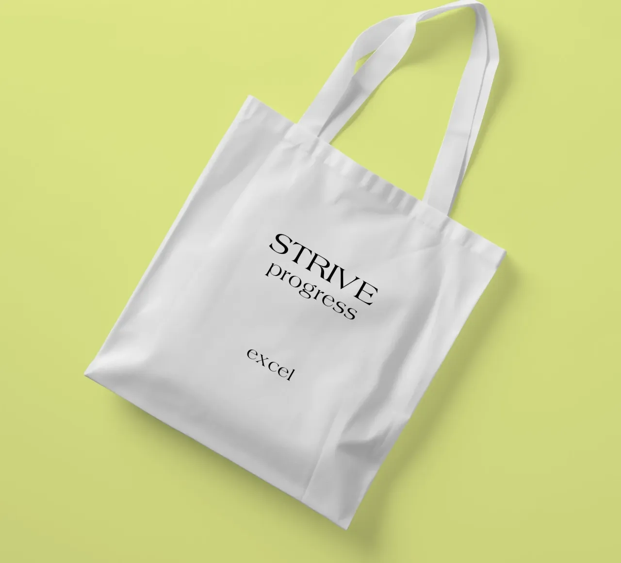 Strive Progress Simple Minimalist Typography Excel tote bag by YV TYPOGRAPHY