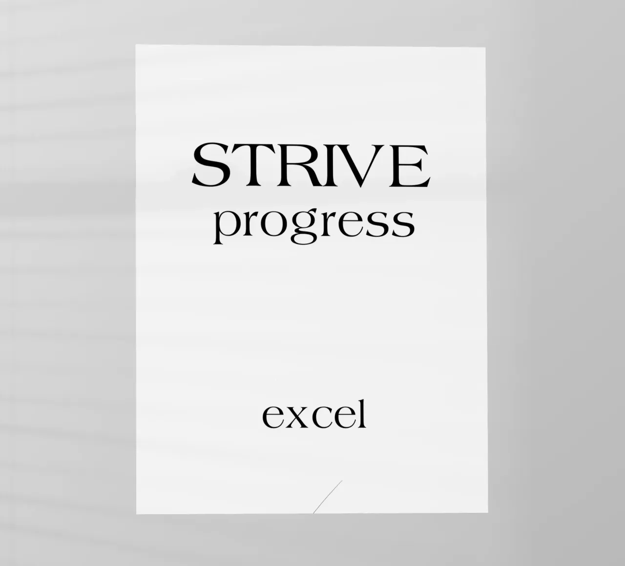 Strive Progress Tipografia semplice e minimalista Excel pellicola backlit da YV TYPOGRAPHY