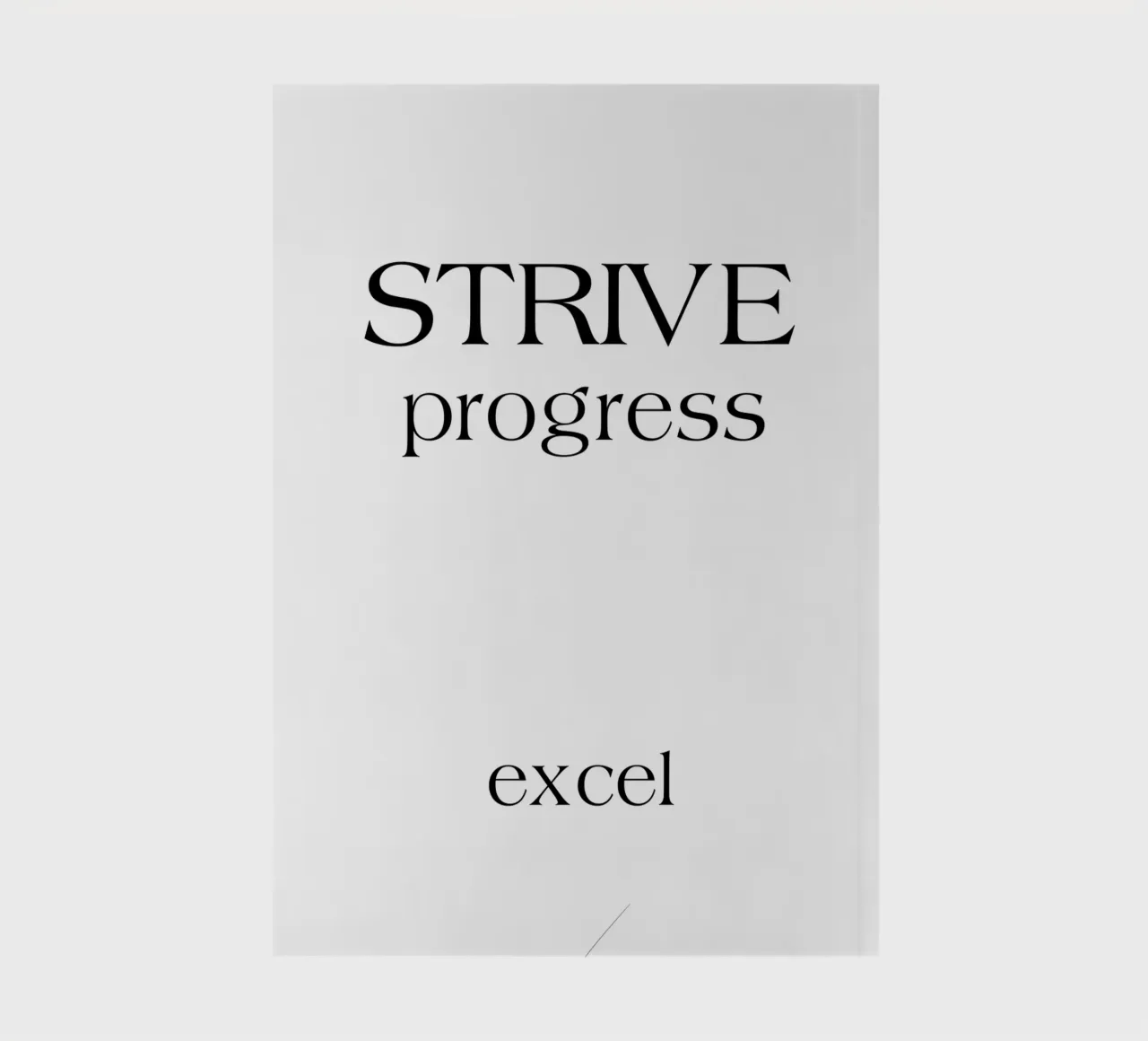 Strive Progress Simple Minimalist Typography Excel notebook by YV TYPOGRAPHY