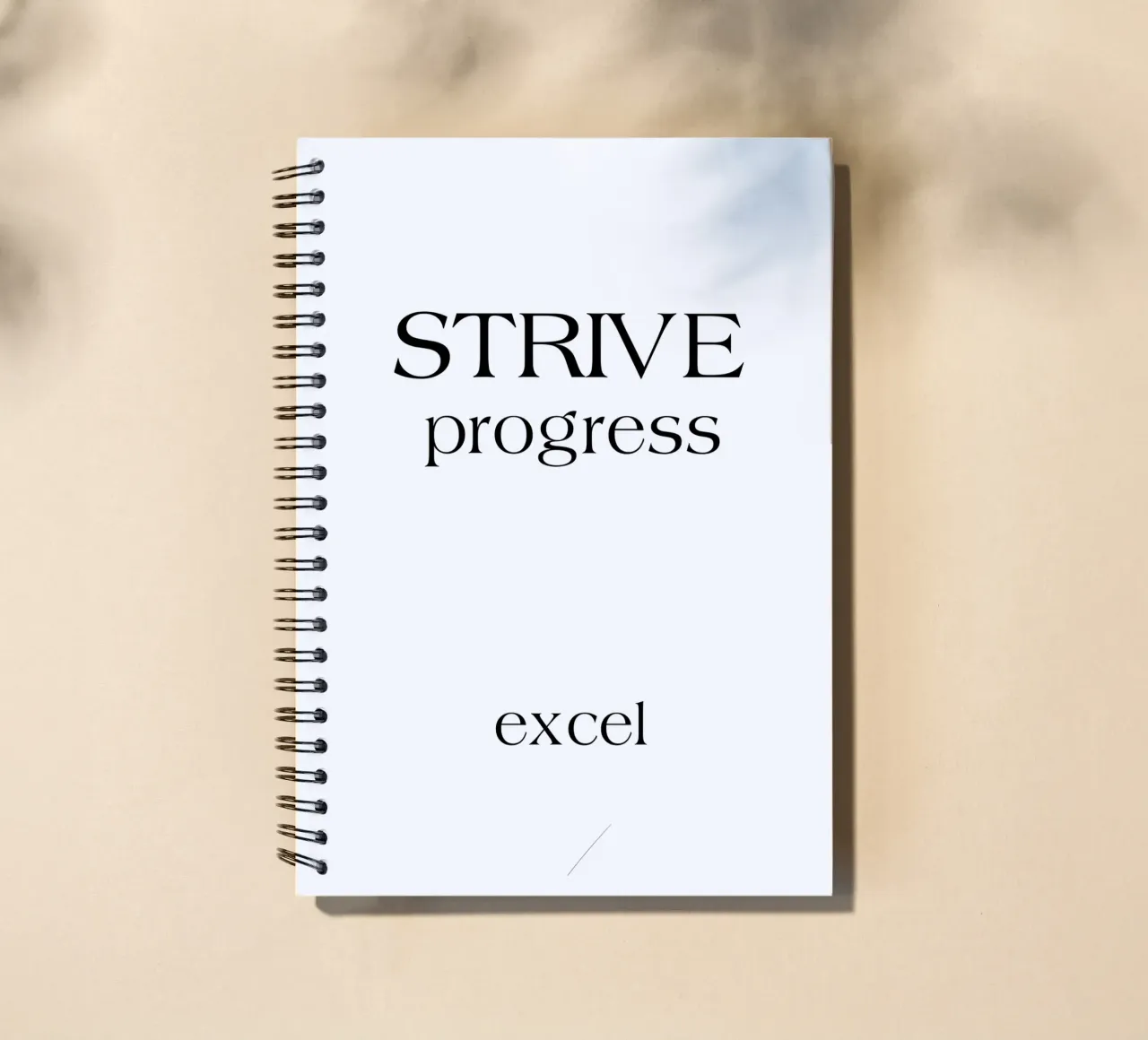 Strive Progress Simple Minimalist Typography Excel spiral notebook by YV TYPOGRAPHY