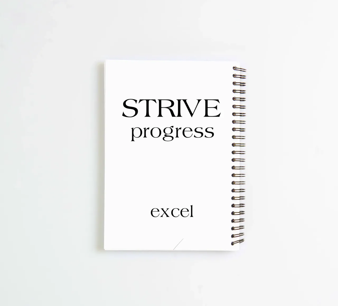 Strive Progress Simple Minimalist Typography Excel spiral notebook by YV TYPOGRAPHY