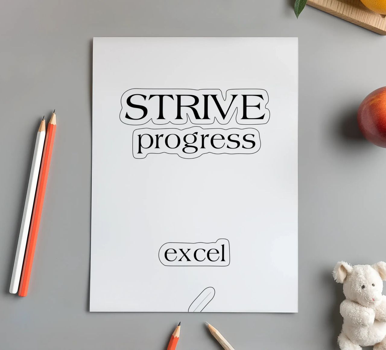 Strive Progress Tipografia semplice e minimalista Excel foglio adesivo da YV TYPOGRAPHY
