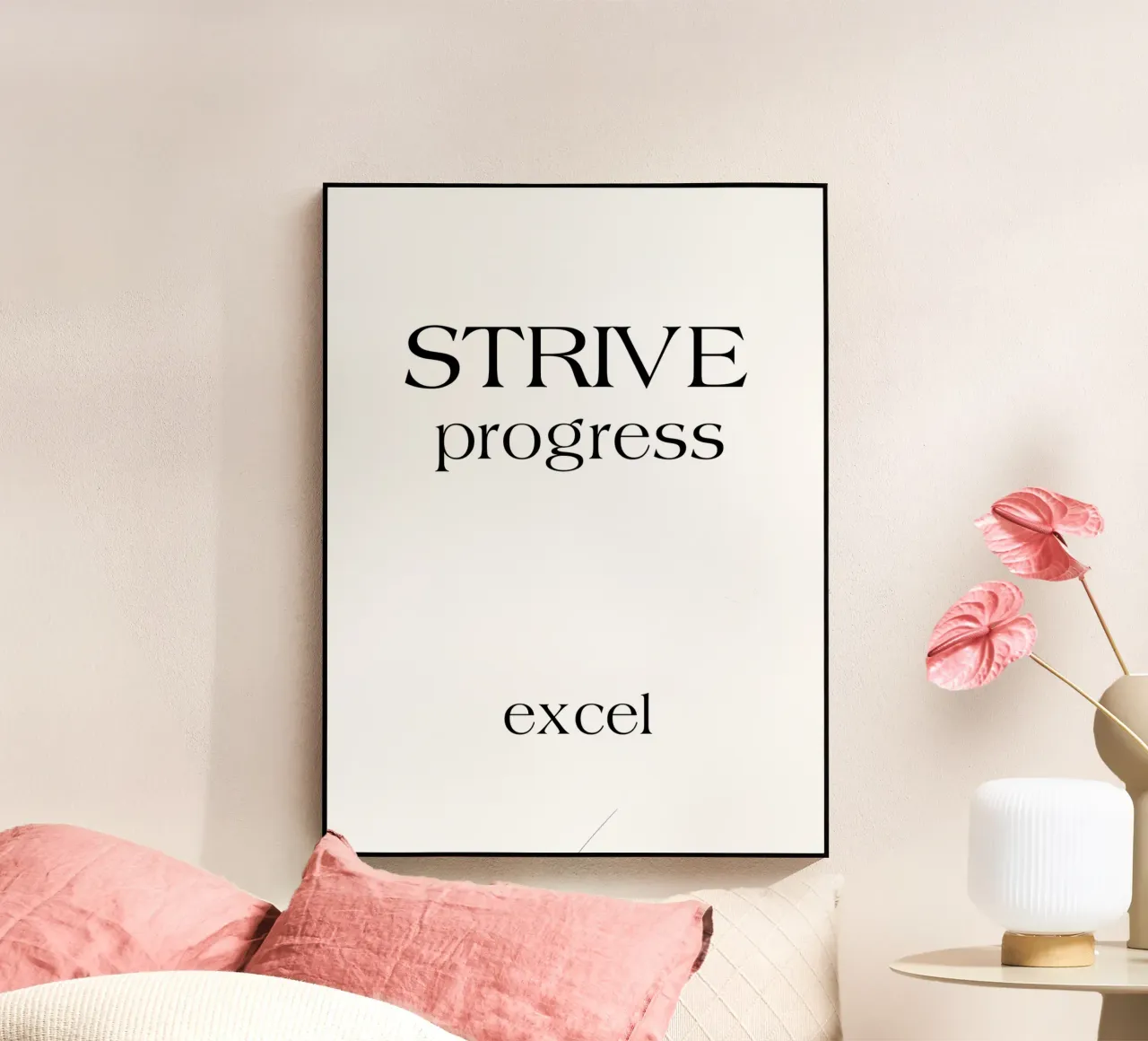 Strive Progress Tipografia semplice e minimalista Excel plexiglass da YV TYPOGRAPHY